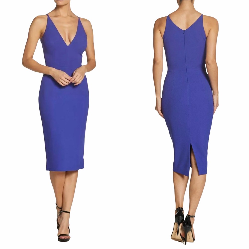 DRESS the POPULATION Purple Lyla V-Neck Plunging Sleeveless Fitted Dress 972